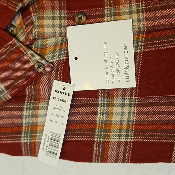 Croft & barrow mens flannel shirt long sleeve xxl - Picture 5 of 6